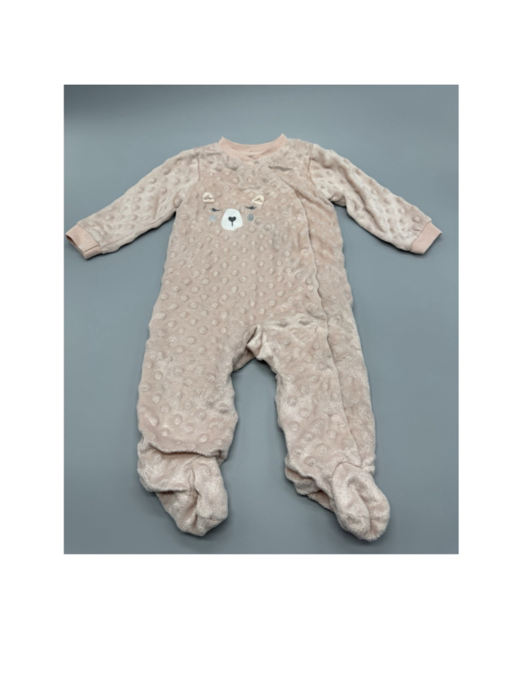 Kyle & Deena Pink Bear Animal Print Fleece Footed Snap One-Piece 6-9 Months